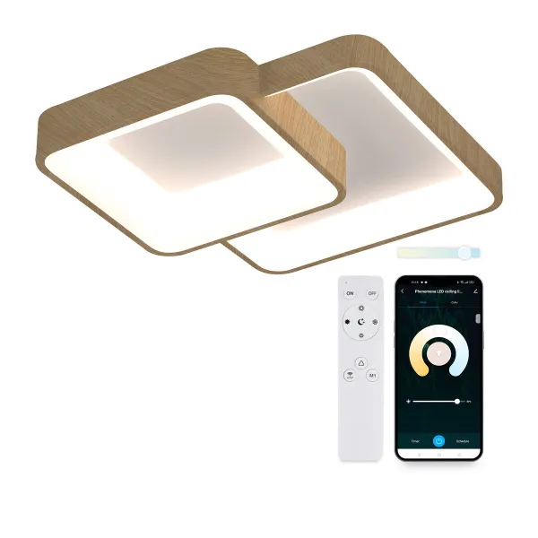 Upotettu LED-kattovalo KSIX Phenomena 45 W 45 x 45 x 10 cm Ruskea Puu (3000k - 6000k)