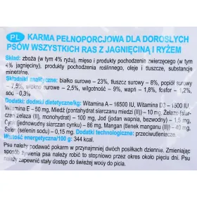 Lopbarība Dolina Noteci Classic Pieaugušais Jēra gaļa Rīsi 10 kg