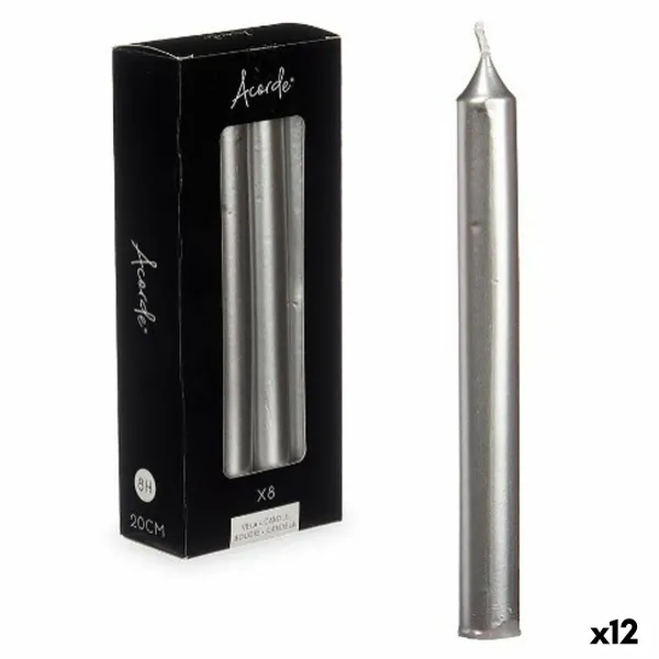 Žvakių rinkinys Acorde Sidabras 2 x 2 x 20 cm 8,5 x 20,5 x 4,5 cm 9 x 21 x 4,5 cm (12 vnt.)