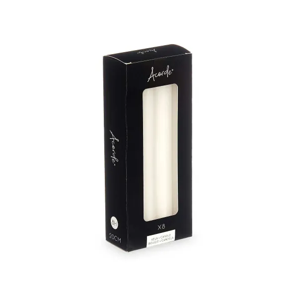 Candle Set Acorde White 2 x 2 x 20 cm 8,5 x 21 x 4,5 cm (12 Units)