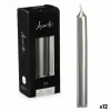 Candle Set Acorde Silver 2 x 2 x 15 cm 6 x 15 x 4 cm (12 Units)