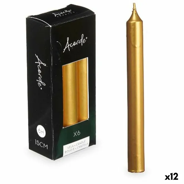 Sveču Komplekts Acorde Bronza 2 x 2 x 15 cm 6 x 15 x 4 cm (12 gb.)