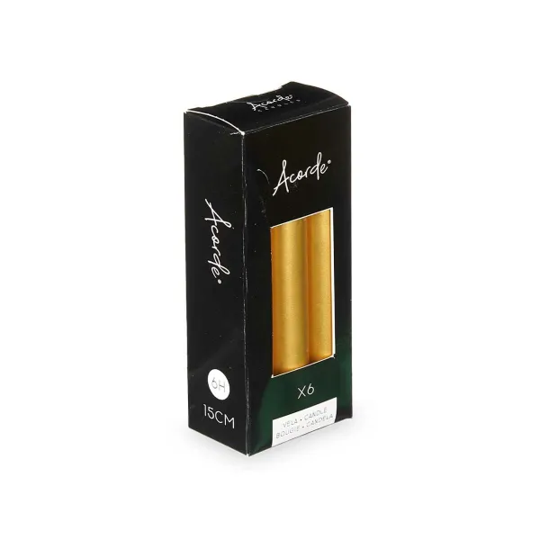 Candle Set Acorde Golden 2 x 2 x 15 cm 6 x 15 x 4 cm (12 Units)