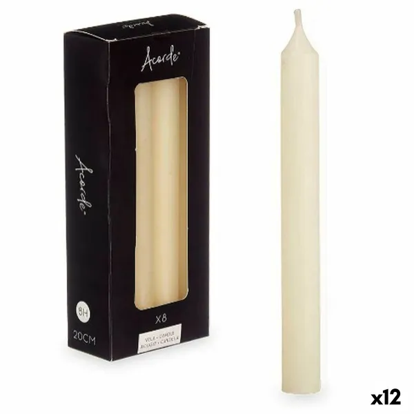 Candle Set Acorde Cream 2 x 2 x 20 cm 8,5 x 21 x 4,5 cm (12 Units)