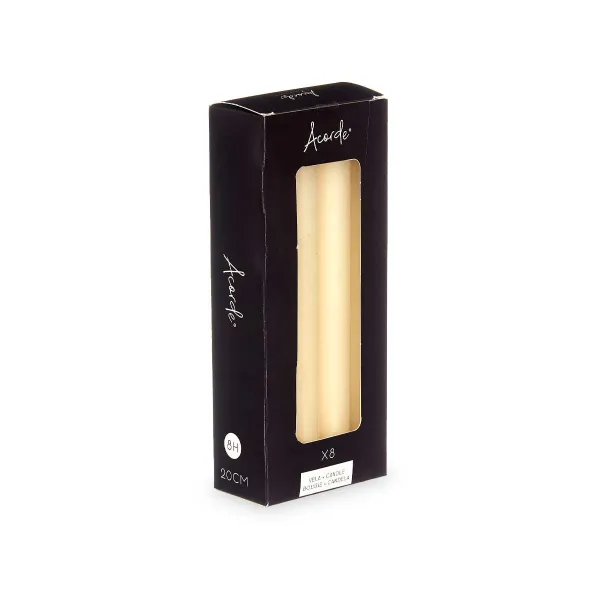 Candle Set Acorde Cream 2 x 2 x 20 cm 8,5 x 21 x 4,5 cm (12 Units)