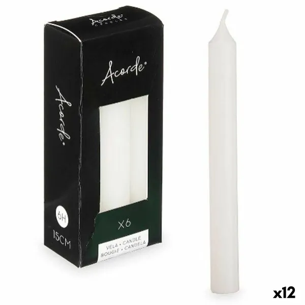 Žvakių rinkinys Acorde Balta 2 x 2 x 15 cm 6 x 15 x 4 cm (12 vnt.)
