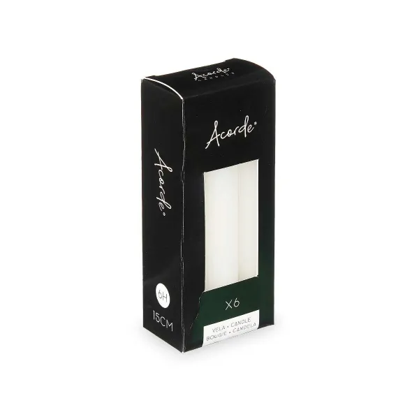 Candle Set Acorde White 2 x 2 x 15 cm 6 x 15 x 4 cm (12 Units)