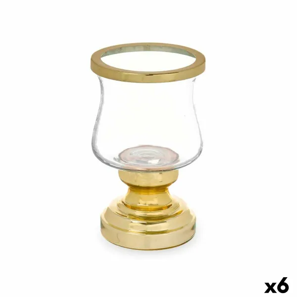 Žvakidė Gift Decor Auksinis Stiklas Plienas 12 x 19,5 x 12 cm Stiklinė (6 vnt.)