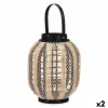 Žibintas Gift Decor Musta Beige Puu Kangas Lasi Žibintas 27 x 32 x 27 cm Kahvalla (2 osaa)