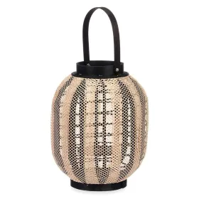 Фонарь Gift Decor Чёрный Бежевый Деревянный Ткань Cтекло Фонарь 27 x 32 x 27 cm С ручкой (2 штук)