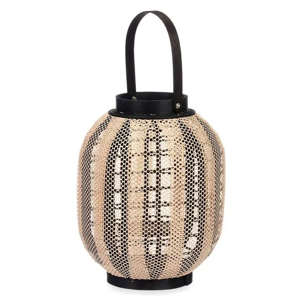 Žibintas Gift Decor Musta Beige Puu Kangas Lasi Žibintas 27 x 32 x 27 cm Kahvalla (2 osaa)