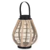 Фонарь Gift Decor Melns Bēšs Koks Drāna Stikls Фонарь 25 x 30 x 25 cm Ar rokturi (2 gb.)