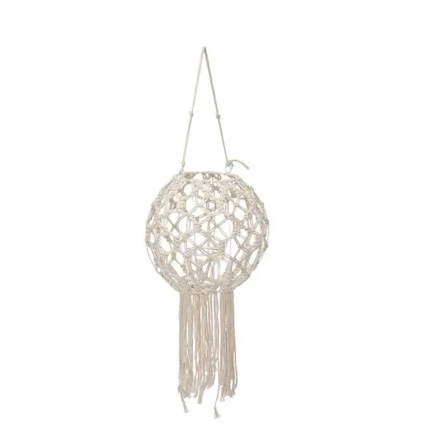 Žibintas Gift Decor Valkoinen Puuvilla Kristalli Makramee 25 x 27 x 25 cm (4 osaa)