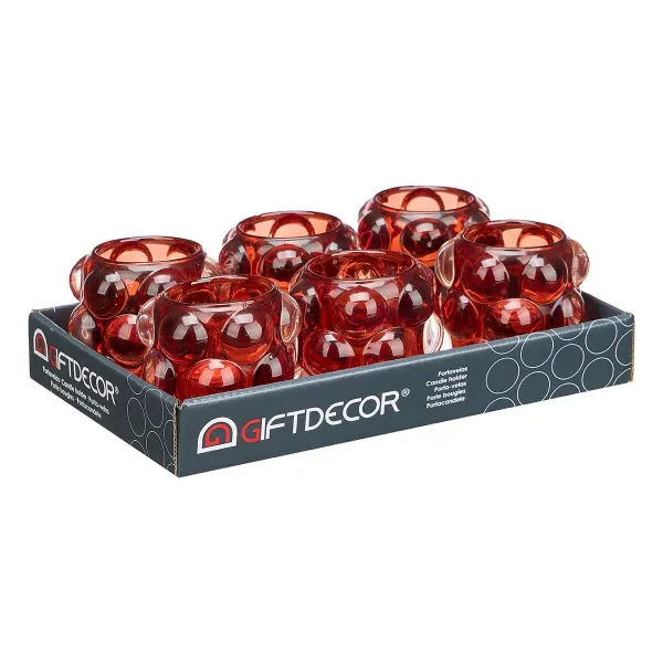 Kynttilänjalka Gift Decor Oranssi Tiili Kristalli 8,4 x 9 x 8,4 cm Mikrohelmet (12 osaa)