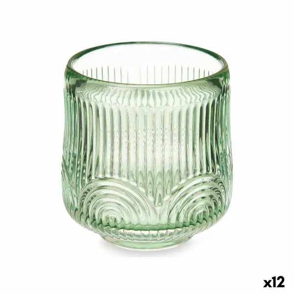 Подсвечник Gift Decor Зеленый Стеклянный 7,5 x 7,8 x 7,5 cm Лучи (12 штук)