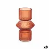 Vāze Gift Decor Oranžs Ķieģelis Stikls Strīpas 9,5 x 16,5 x 9,5 cm 10,5 x 17,5 x 10,5 cm (8 gb.)