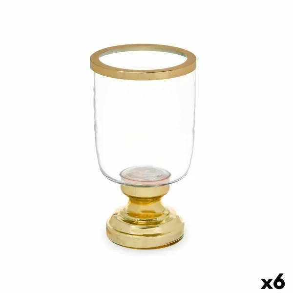 Svečturis Gift Decor Bronza Stikls Tērauds 12 x 24,5 x 12 cm Vīnaglāze (6 gb.)
