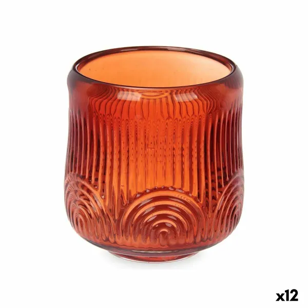 Žvakidė Gift Decor Oranžinė Čerpė Stiklas 9 x 9,5 x 9 cm Dryžiai (12 vnt.)
