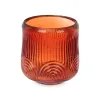 Candleholder Gift Decor Orange Tile Crystal 9 x 9,5 x 9 cm Stripes (12 Units)