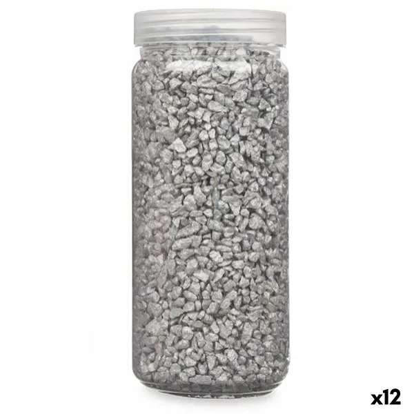 Decorative Stones Gift Decor Silver 2 - 5 mm 700 g 6,5 x 15,5 x 6,5 cm 6,2 x 15,3 x 6,2 cm 6,5 x 15,8 x 6,5 cm (12 Units)