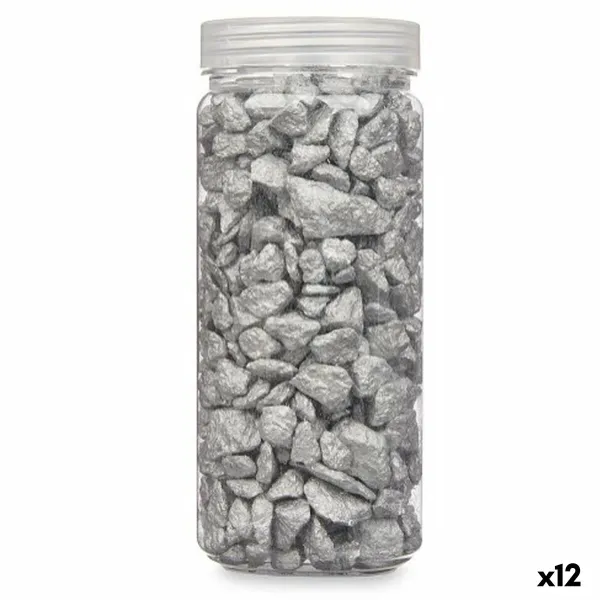 Decorative Stones Gift Decor Silver 10 - 20 mm 700 g 6,2 x 15,3 x 6,2 cm 6,5 x 15,8 x 6,5 cm (12 Units)