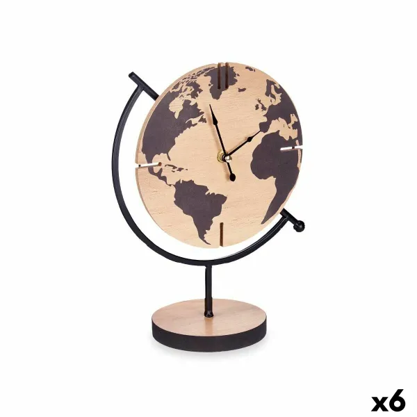 Настольные часы Gift Decor Чёрный Деревянный Карта Мира (6 штук)