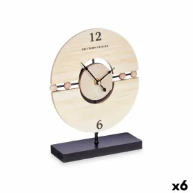 Table clock Gift Decor Black Wood Balls (6 Units)