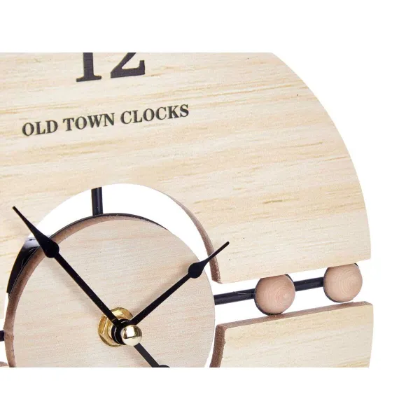 Table clock Gift Decor Black Wood Balls (6 Units)