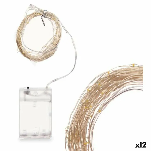 Wreath of LED Lights Gift Decor White Warm light 15,4 m 16 x 10 x 6 cm (12 Units)