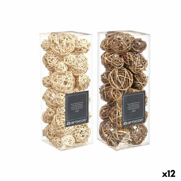 Dekoratīvo bumbu komplekts Gift Decor Balts Brūns 10 x 30 x 10 cm (12 gb.)