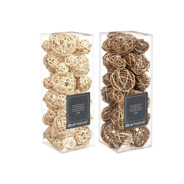 Dekoratīvo bumbu komplekts Gift Decor Balts Brūns 10 x 30 x 10 cm (12 gb.)