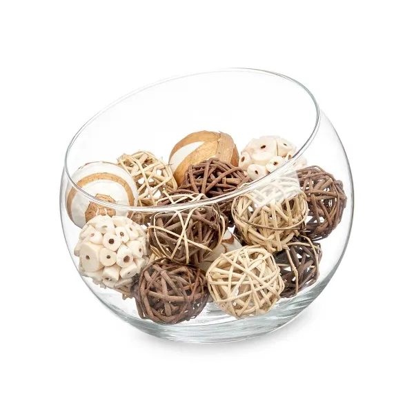 Set of Decorative Balls Gift Decor White Brown 8 x 22 x 8 cm 9 x 25 x 8 cm (12 Units)