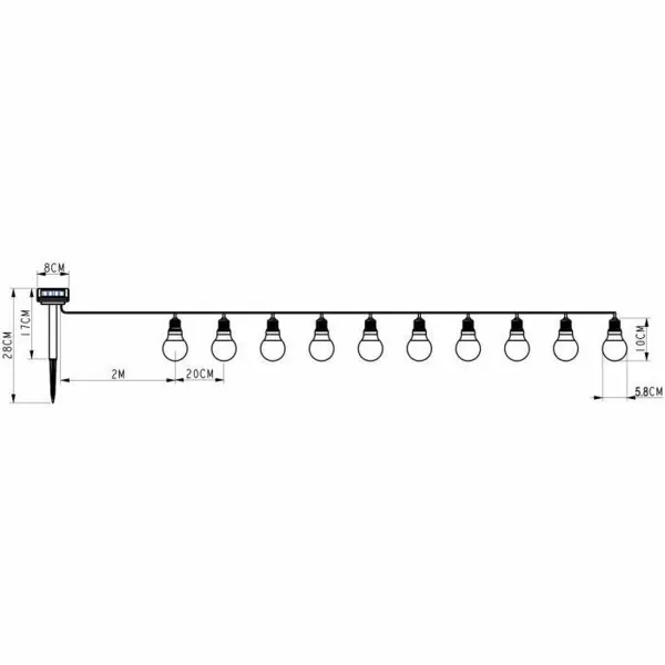 LED gaismu vītne Galix Solārais