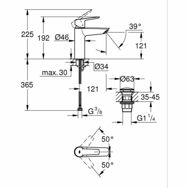 Sekoitushana Grohe Start M Mattamusta Metalli