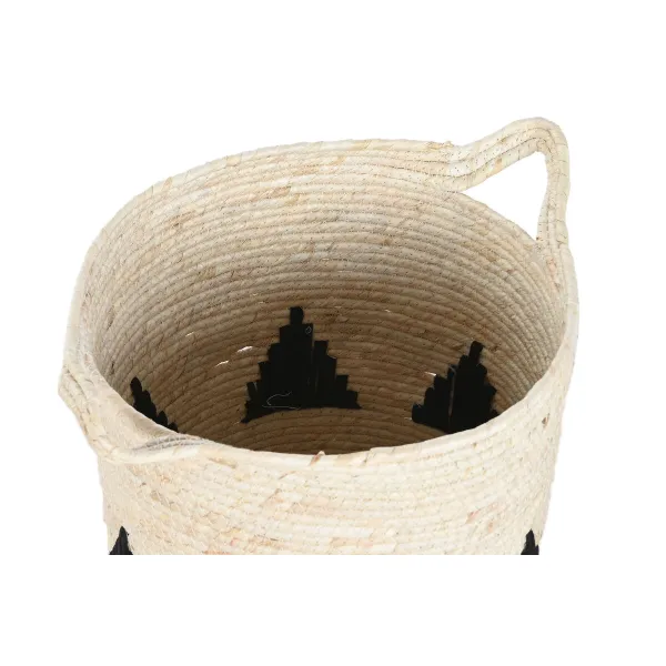 Set of Baskets Home ESPRIT Black Grey Natural Seagrass Boho 33 x 33 x 40 cm 3 Pieces (2 Units)