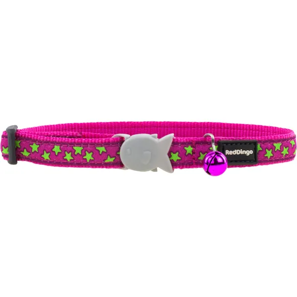 Suņa kaklasiksna Red Dingo STYLE STARS LIME ON HOT PINK 31-47 cm