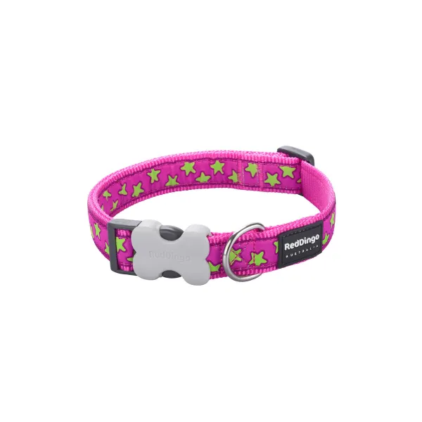 Suņa kaklasiksna Red Dingo STYLE STARS LIME ON HOT PINK 31-47 cm