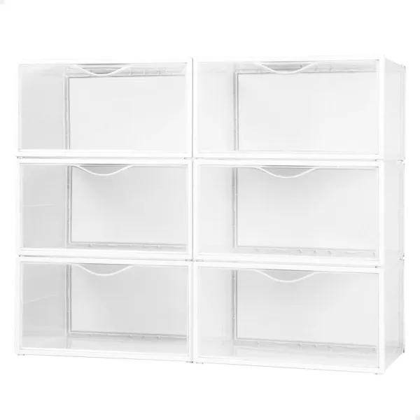 Stackable shoe box Max Home Valkoinen 6 osaa polypropeeni ABS 35 x 18,5 x 27 cm