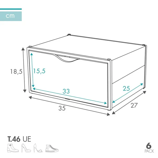 Stackable shoe box Max Home Balta 6 vnt. polipropileno ABS 35 x 18,5 x 27 cm