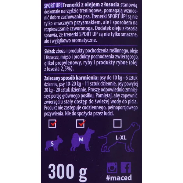 Suņu uzkodas Maced Sport Up! Laša krāsas Gaļa Zivs 300 g