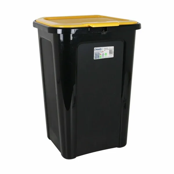 Rubbish Bin Tontarelli Coverline Yellow 44 L Black 38,5 x 34,5 x 54,5 cm (6 Units)