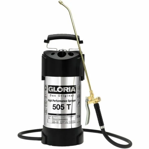 Puutarhan painepursotin Gloria 505t Ruostumaton teräs Messinki 6 BAR 5 L