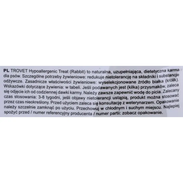 Фураж Trovet Hypoallergenic Для взрослых Кролик 250 g