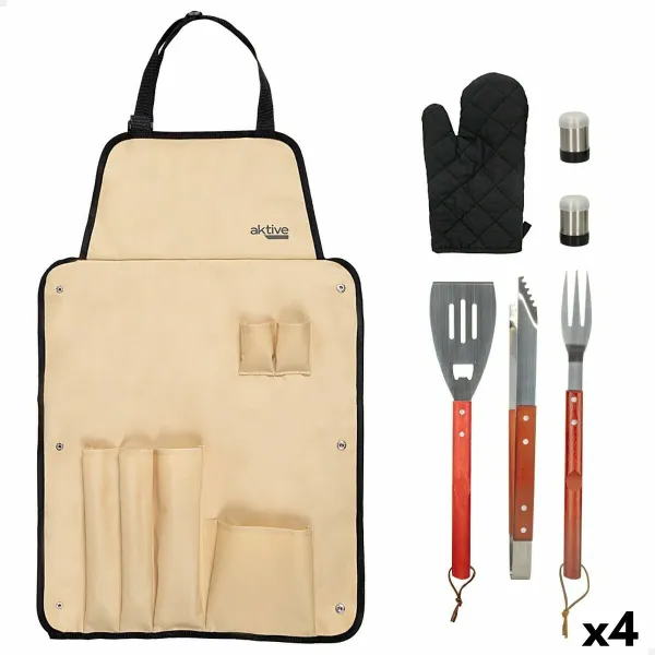 Grillivälinesetti Aktive 7 Kappaletta Grilli Ruostumaton teräs 42 x 67 x 3 cm (4 osaa)