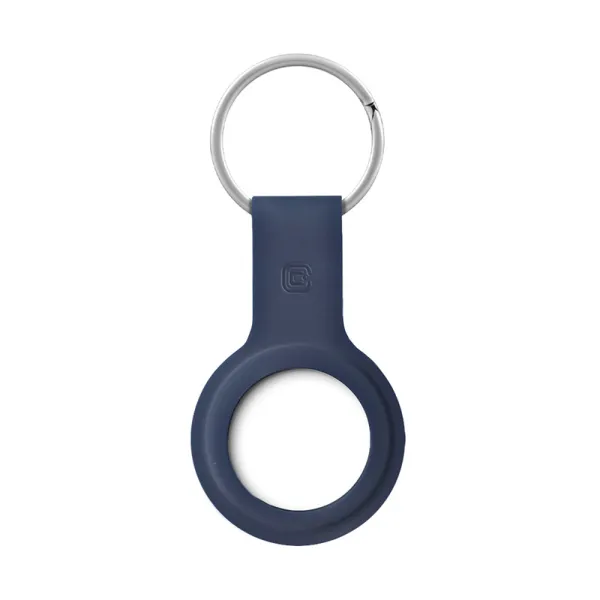 Crong Silicone Case with Key Ring – Protective keychain case for Apple AirTag 1/2 (navy blue)