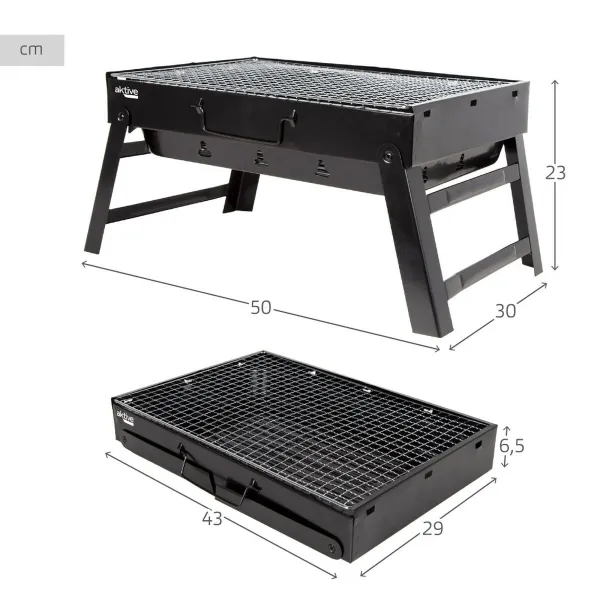 Nešiojamasis Barbekiu Aktive Stačiakampis Juoda 50 x 23 x 30 cm (2 vnt.)