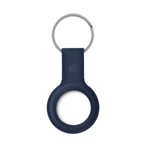 Crong Silicone Case with Key Ring – Protective keychain case for Apple AirTag 1/2 (navy blue)