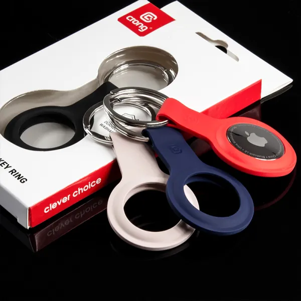 Crong Silicone Case with Key Ring – Protective keychain case for Apple AirTag 1/2 (navy blue)