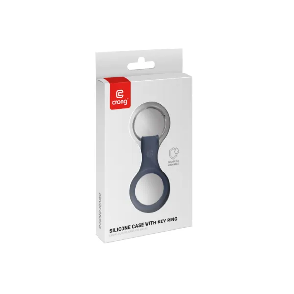 Crong Silicone Case with Key Ring – Protective keychain case for Apple AirTag 1/2 (navy blue)