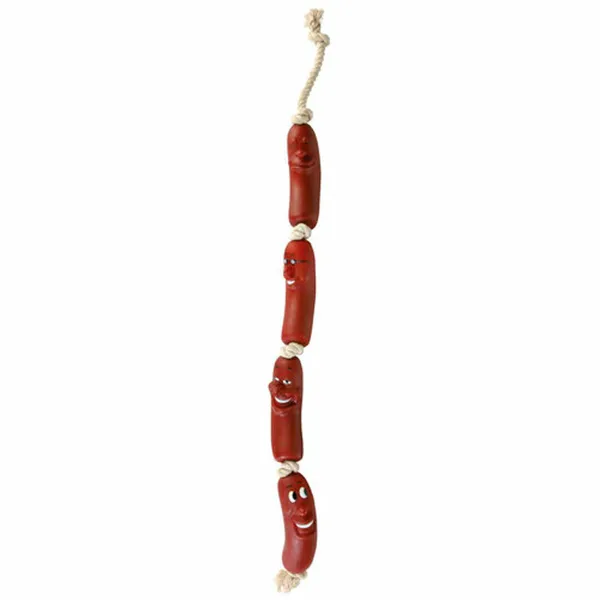 Šuns žaislas Trixie Sausages on a Rope 75 cm Ruda Klijai Dešrelės